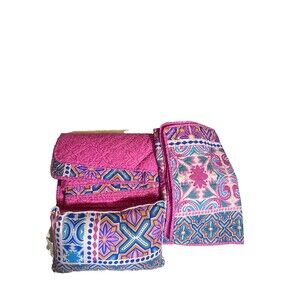 Victoria Classics Quilt Bedspread Full Queen W/ 2 Shams & Throw Pillow NWOT